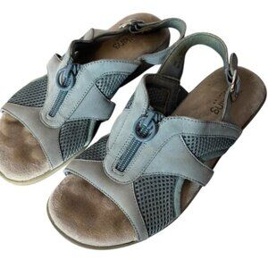 Walking Cradle Blue Mesh & Suede Sandals With top Zipper Size 5.5B
